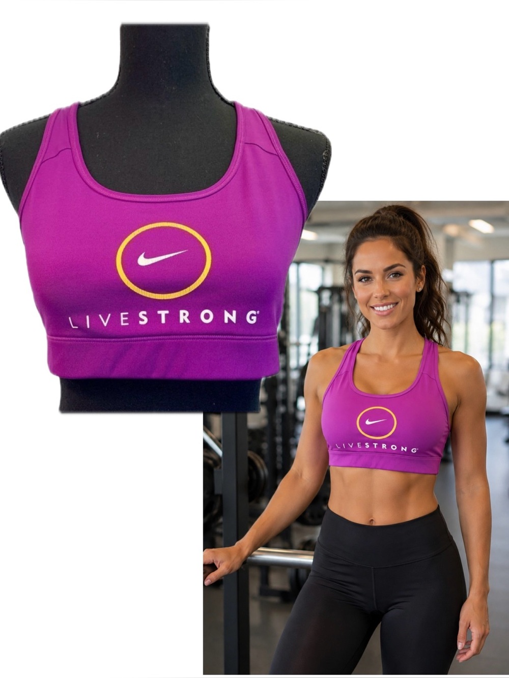 Nike Live Strong purple sports bra size medium